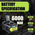 thumbnail image 2 of Batería de Repuesto VINIDA 18V 6.0Ah para Herramientas Ryobi 18V, 2 of 7