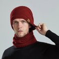 thumbnail image 2 of Resicozy Winter Beanie Hat Scarf Set for Men Fleece Lined Warm Ski Soft Adjustable Neck Gaiter Thick Knit Versatile Winter Wear Wine, 2 of 3