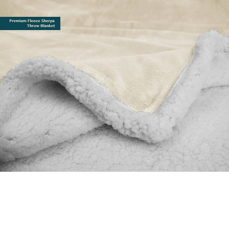 PAVILIA Plush Sherpa Fleece Blanket Throw, Twin, Cream Ivory