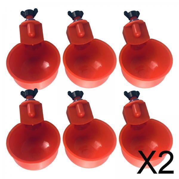 2xPack De 6 Tazones De Agua Automáticos Para Pollos Mejoran La Eficiencia De Reproducción Rojo 2 piezas