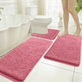 thumbnail image 4 of PoyoKee 3pcs Soft Bathroom Rugs, Memory Foam Bath Mat, Non-Slip Absorbent Bathroom Rug for Laundry, Bath Mats Home Decor, 15"x31", Pink, 4 of 9
