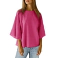 thumbnail image 1 of Camiseta Tankaneo para mujer, talla extragrande, manga 3/4, color rojo, 1 of 5