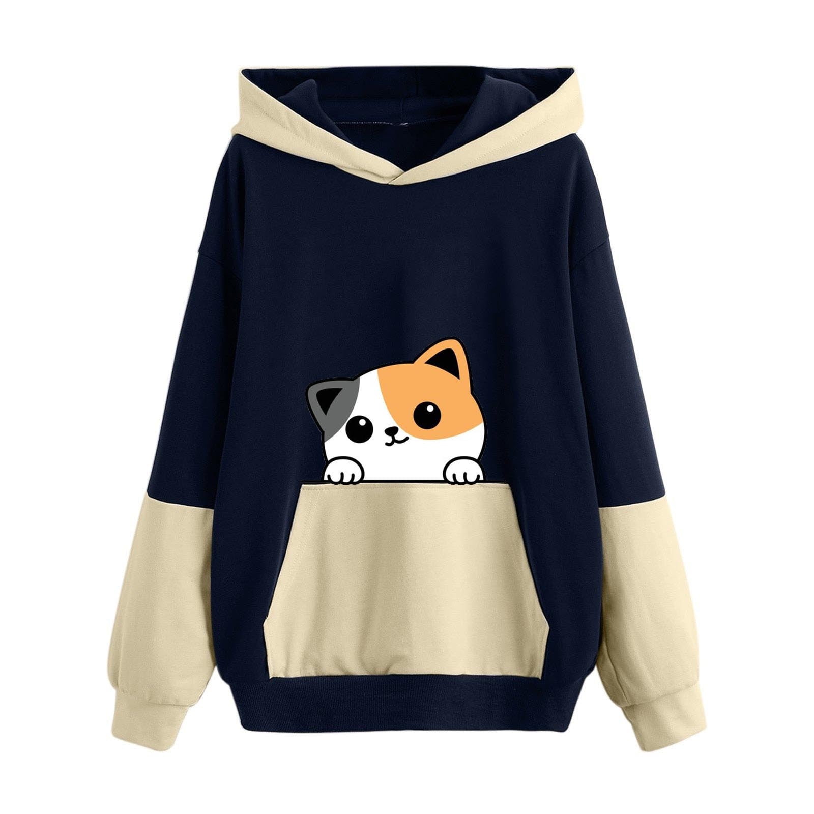 HTNBO Casual Cute Cat Print Hoodies for 