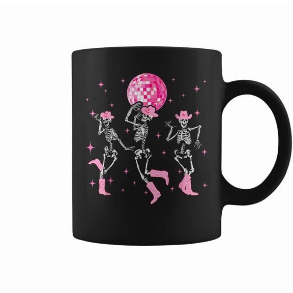 Dancing Skeleton Disco Cowgirl Cowboy Skeleton Coffee Mugs