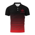 thumbnail image 5 of Pisexur T-shirt à Manches Courtes pour Homme Homme Décontracté Ample Mode Rayé Feuille d'Érable Imprimée Bouton Chemise à Manches Courtes Col Rabattu Rouge,m, 5 of 5