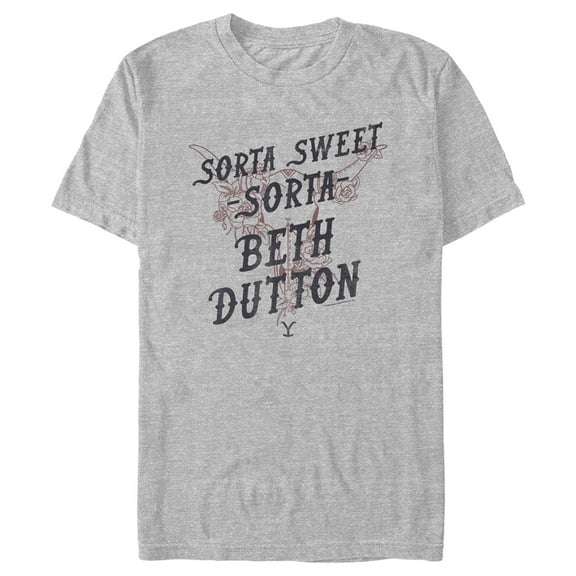 Men's Yellowstone Sorta Sweet Sorta Beth Dutton Cow Skull  Graphic T-Shirt