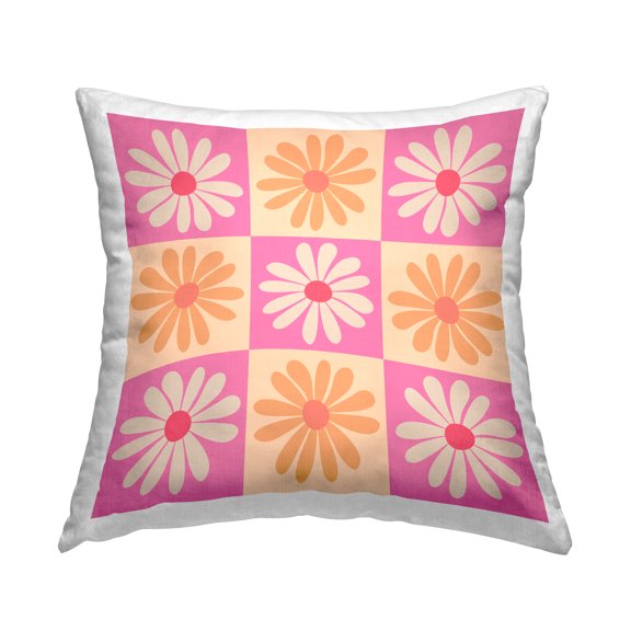 Stupell Industries Alternating Daisy Pattern Decorative Printed Throw Pillow Design by Carrie Cantwell
