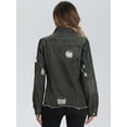 thumbnail image 3 of DARING DIVA Women's Frayed Distressed Washed Denim Jacket XS Black, 3 of 6