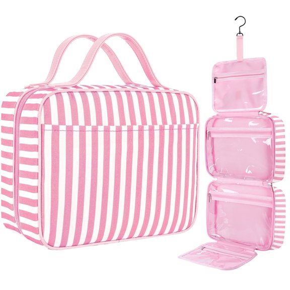 ideaTech Travel Toiletry Bag for Women, Portable Hanging Organizer with Generous Space for Toiletries and Cosmetics, Makeup Bag Travel Accessories