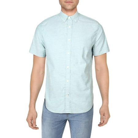 Nautica Mens Cotton Classic-Fit Casual Shirt Blue L