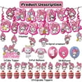 thumbnail image 2 of 40 PCS For My Melody Cartoon Themed Party Decorations and Favors Set – Banner, 20 Balloons and 13 Cupcake Toppers, 6 Spiral Ornament for Celebration Birthday Parties Supplies, 2 of 7