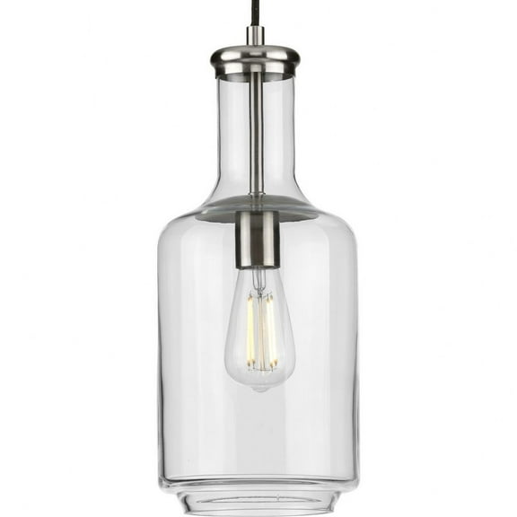 Progress Lighting, Latrobe Collection, 1-Light Pendant, Brushed Nickel, Clear Glass Shade