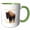 Green/White, variant on 3drose, Wyoming Territory Mammal the Bison, 11oz Two-tone Black Mug