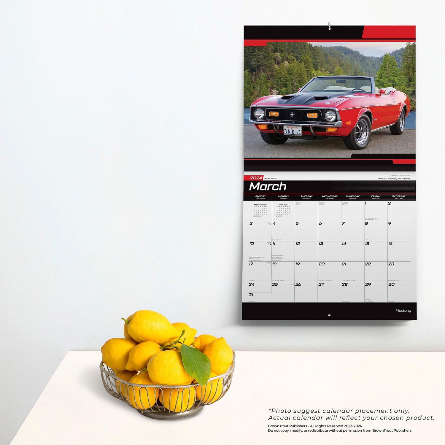 Mustang 2024 35.56x60.96 CM Mur Deluxe Calendrier, 9781975466671