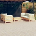 thumbnail image 1 of vidaXL 7 Piece Garden Lounge Set with Cream Cushions Pinewood, 1 of 5