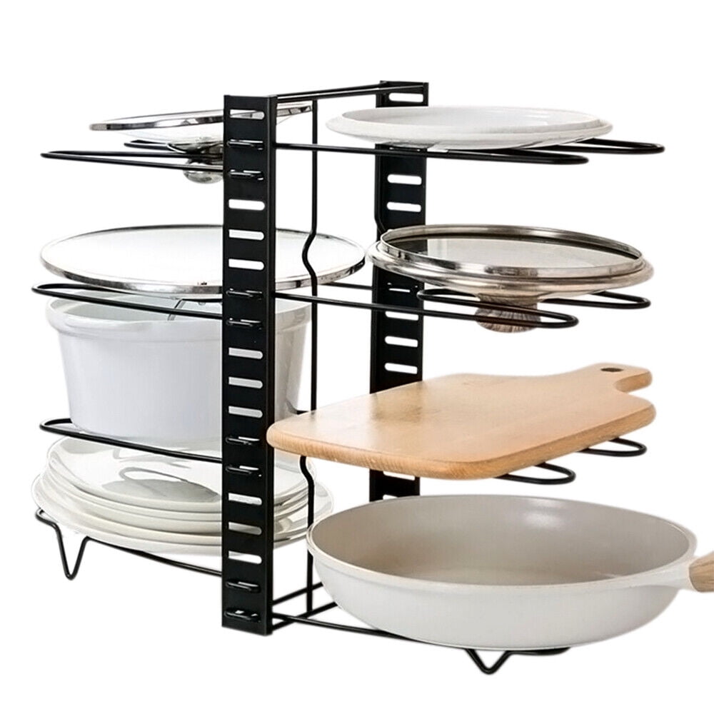 Oumilen Pot and Pan Organizer for Cabinet, Adjustable 8 Non-Slip Tier Metal Rack