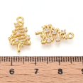 thumbnail image 3 of 20 pc Brass Micro Pave Cubic Zirconia Pendants Tree Long-Lasting Plated Nickel Free Real 18K Gold Plated 17x9.5~10x2mm Hole: 1.4mm, 3 of 3