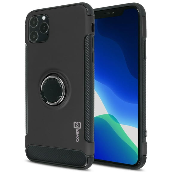 CoverON Apple iPhone 11 Pro Case with Ring Holder, Magnetic Car Mount Compatible Metal Plate, and Kickstand Hybrid Phone Cover - Magna Series