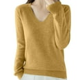 thumbnail image 2 of Jalioing Women's Knit Tops Long Sleeve V Neck Casual Sweaters Solid Color Fashion Basic Sweater Shirts Clothes, 2 of 7