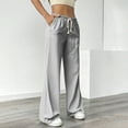 thumbnail image 4 of Ltctricy Wide Leg Pants for Women Elastic High Waisted Drawstring Striped Casual Pants Baggy Trendy Trousers with Pockets(Gray,X-Small), 4 of 7
