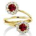 thumbnail image 2 of Gem Stone King 1.80 Ct Round Red Created Ruby 18K Yellow Gold Plated Silver Ring (Size 8), 2 of 4