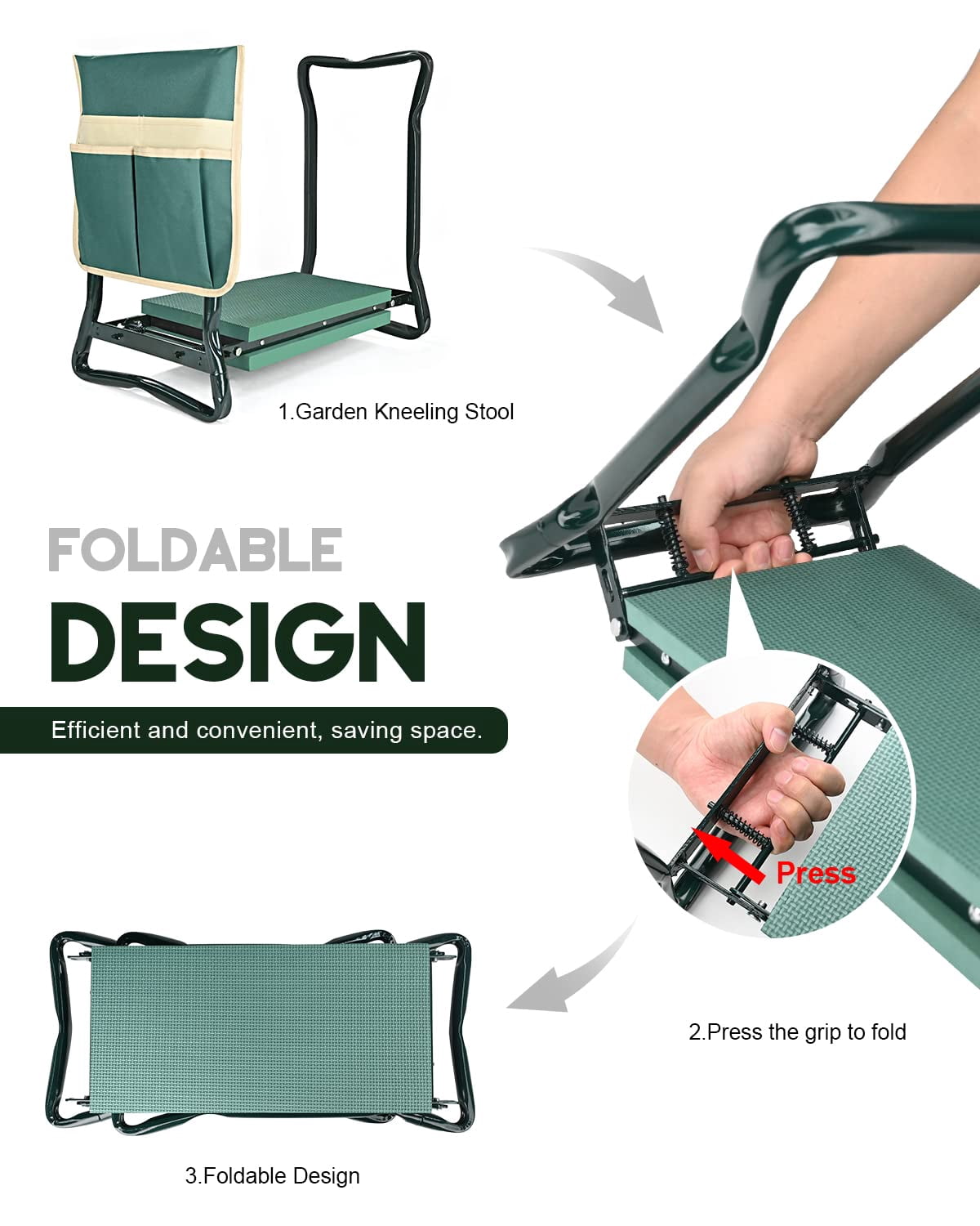 Upgraded Garden Kneeler and Seat with Thicken & Widen Soft Kneeling Pad,Heavy Duty Foldable Gardener Stool with 2 Tool Pouches,Gardening Gifts for Women Mom Men Seniors¡­…