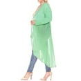 thumbnail image 2 of Women's Plus Size Solid Open Front Long Sleeve Chiffon Mesh Loose Cover Up Long Cardigan, 2 of 6