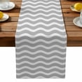 thumbnail image 2 of Burlap Table Runner 70 Inches Long, Minimalist Art Gray White Stripe Non-Slip Kitchen Table Runners for Dining Room Everyday Use Party Table Decorations Abstract Wave Water Ripple, 2 of 9