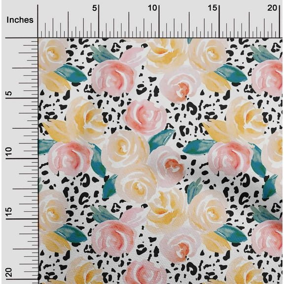 oneOone Viscose Chiffon Yellow Fabric Flower Watercolor Sewing Fabric By The Yard Printed Diy Clothing Sewing Supplies 42 Inch Wide