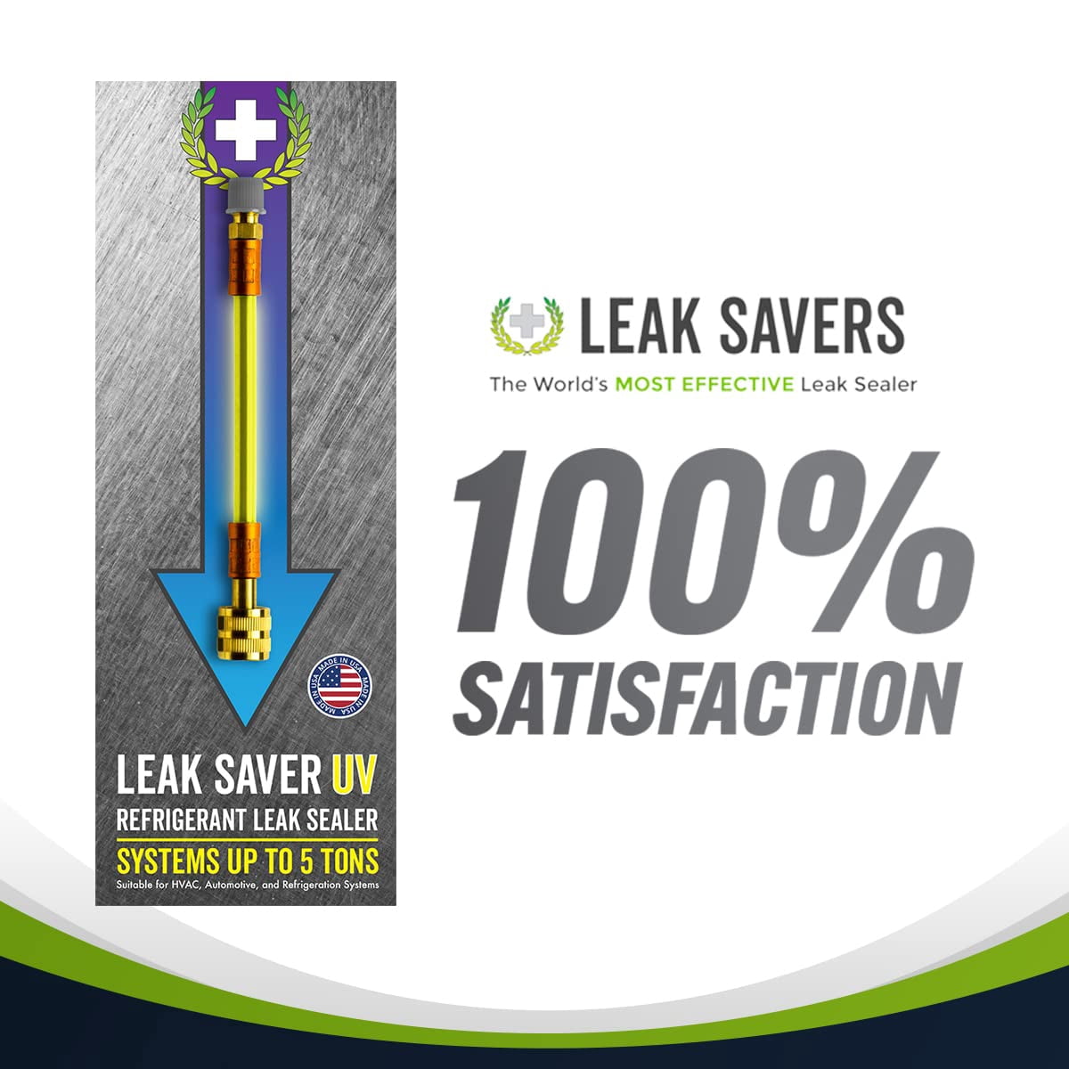 Leak Saver Direct Inject UV - Refrigerant Leak Sealer with Added UV Dye to Detect Large Leaks - for AC, Refrigeration, and Automotive Systems Up to 5 Tons - Compatible with All Refrigerants - 3 Packs