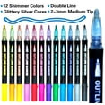 thumbnail image 4 of 12 Colors Shimmer Outline Markers, Double Line Metallic Pen Set Sparkle Self-Outline Doodle Marker Acrylic Marker Pen, 4 of 13