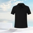 thumbnail image 4 of LNMQLPDBS Kids Clothes Boys Toddler Button Down T Shirt Solid Color Soft Lapel Tees Short Sleeve Classic Polo Uniform Shirt Summer Blouse Black 6-7 Years, 4 of 4
