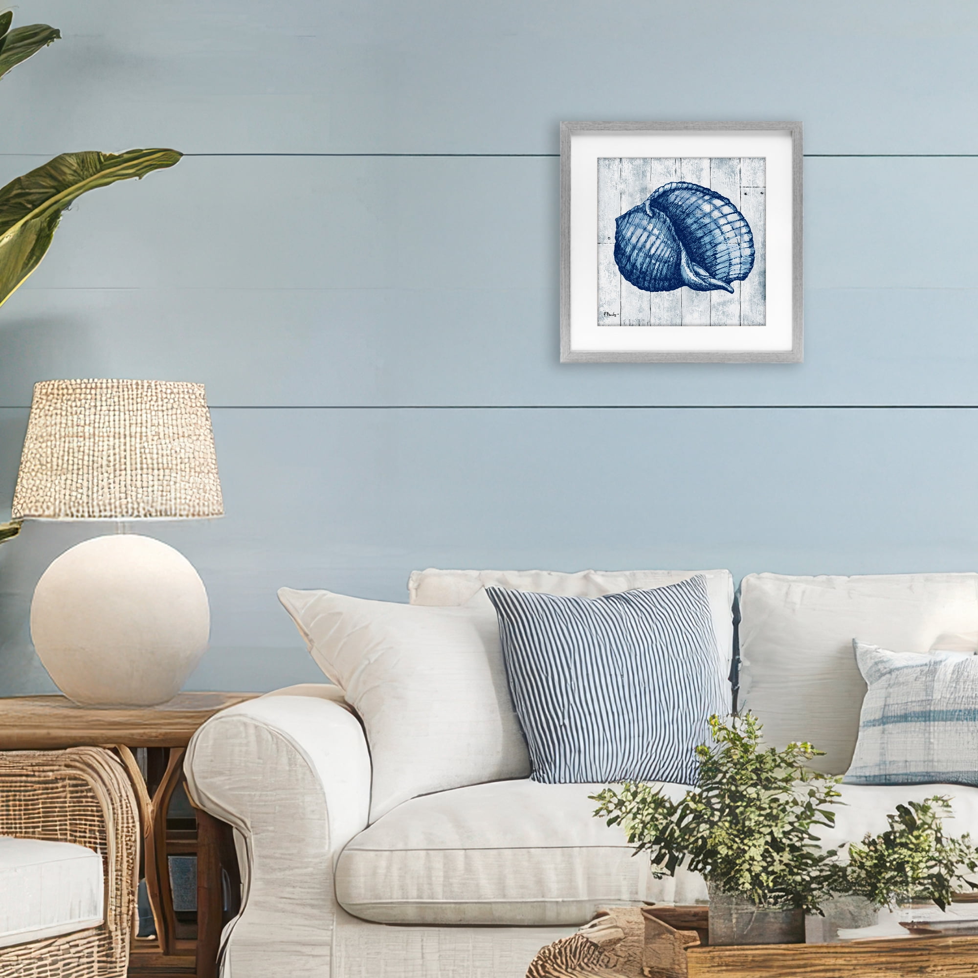 Stupell Industries Coastal Timberland Shell Gray Framed Print Under Glass, design by Paul Brent
