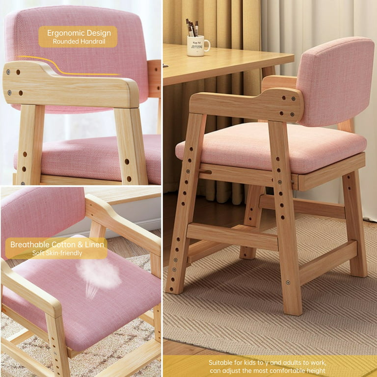 Kids Study Desk and Chair Set 2Pcs Wooden Writing Computer Office Table for  School Students Adjustable