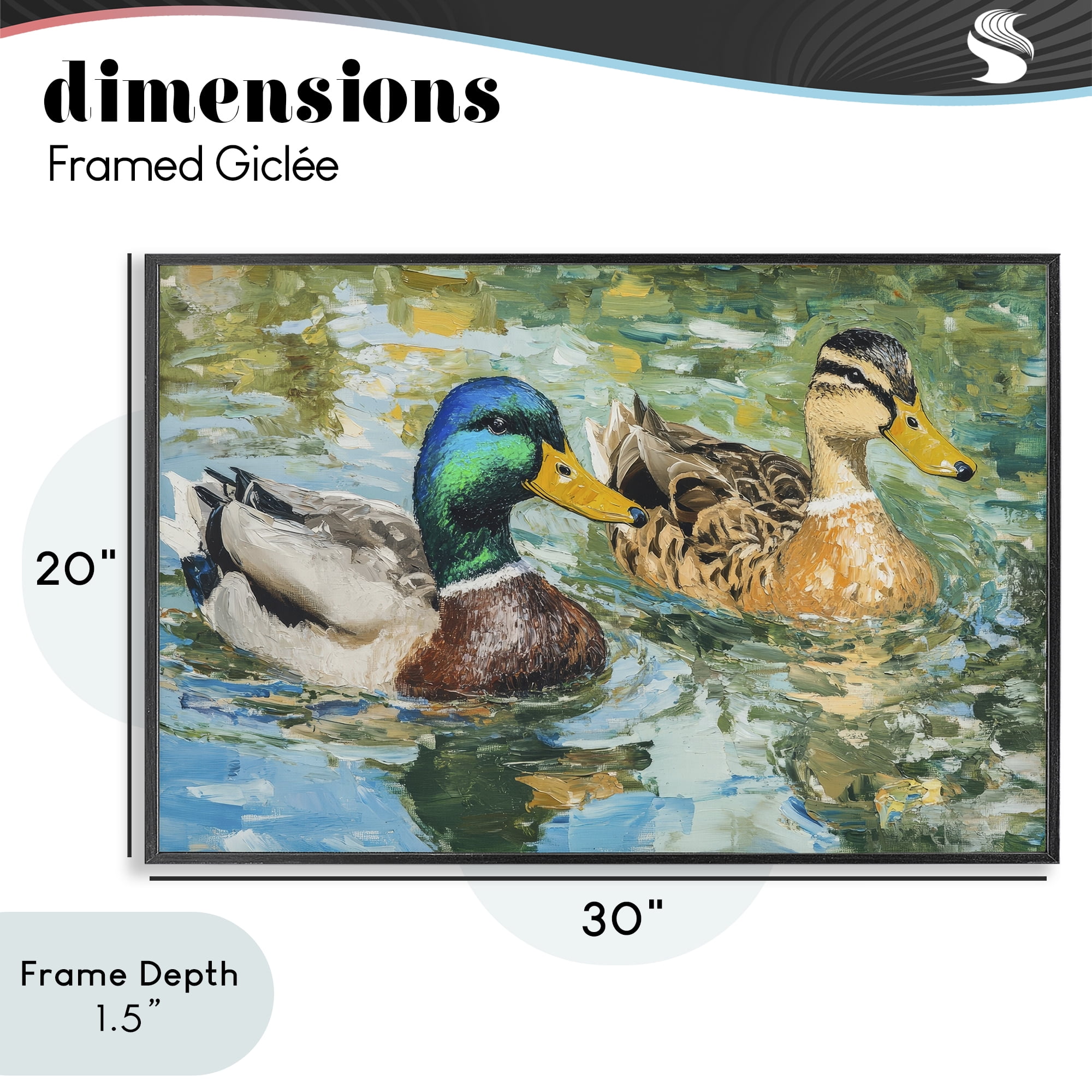 Stupell Industries Ducks Out For A Swim Black Framed Giclee Art, design by Petal Prints Design