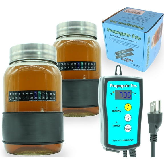 Wrap Around Kombucha Fermentation Heating Mat Pad Strip   Thermostat Windowsill Seed Starting 2-PACK