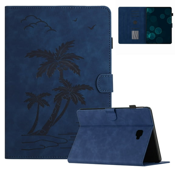 for Samsung Galaxy Tab A 10.1" 2016 SM-T580 / SM-T585 Smart Auto Sleep/Wake Cover with Pencil Holder, Tree Pattern PU Leather Card/Stylus Holder Folding Stand Anti-Scratch Cover, Blue