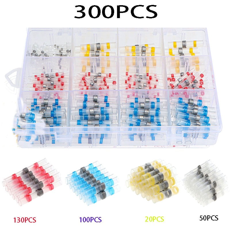 500 Pcs Heat Shrink Wire Connectors, Solder Seal Butt Connectors Kit Waterproof Marine Electrical Splice Terminals