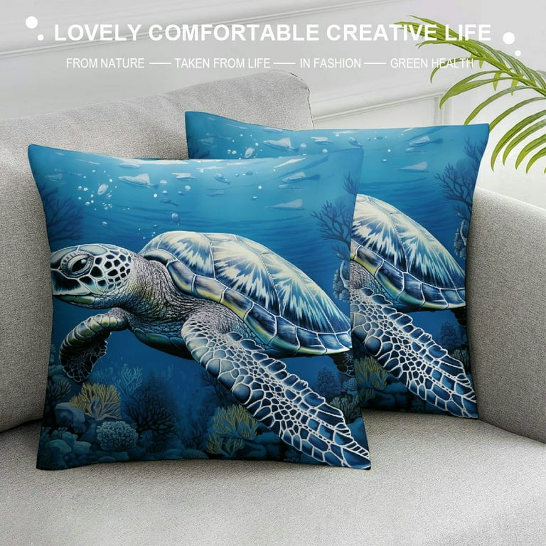 HENGT Ocean Theme Nautical Decorative Pillow Covers Sea Turtle Octopus Seahorse Whale Decorative Throw Pillows Sea Beach Coastal Mediterranean Pillow Cases Home Decor for Sofa Walmart