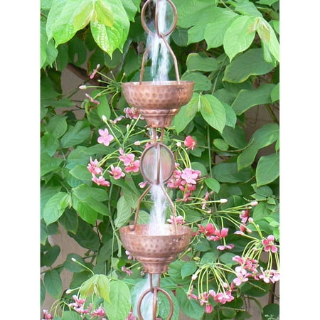 Monarch Hammered Eastern Cup 8.5-Foot Pure Copper Rain Chain