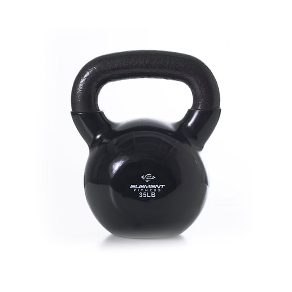 Element Fitness Kettlebell Enduit de Vinyle 35 lb Fonte Noire Entraînement de Force