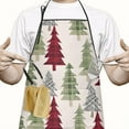 thumbnail image 2 of Multicolor Christmas Tree Pattern Apron-Garden Aprons for Women with Pockets-Cotton Linen Waterproof Kitchen Cooking Gardening Aprons Adjustable for Kitchen,Cooking,BBQ and Salon 33"x27", 2 of 7