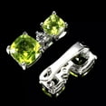 thumbnail image 4 of Women's Cushion Cut Peridot 7mm Cubic Zirconia Diamond Earrings, 14K White Gold Over Sterling Silver, 4 of 4