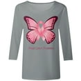 thumbnail image 4 of T-shirt de Sensibilisation au Cancer du Sein pour Femmes Col Rond Manches Trois-Quarts Haut Décontracté pour Usage Quotidien Printemps Été Automne Tenue de Festival avec Design Imprimé Paires Bien avec Jeans, 4 of 4
