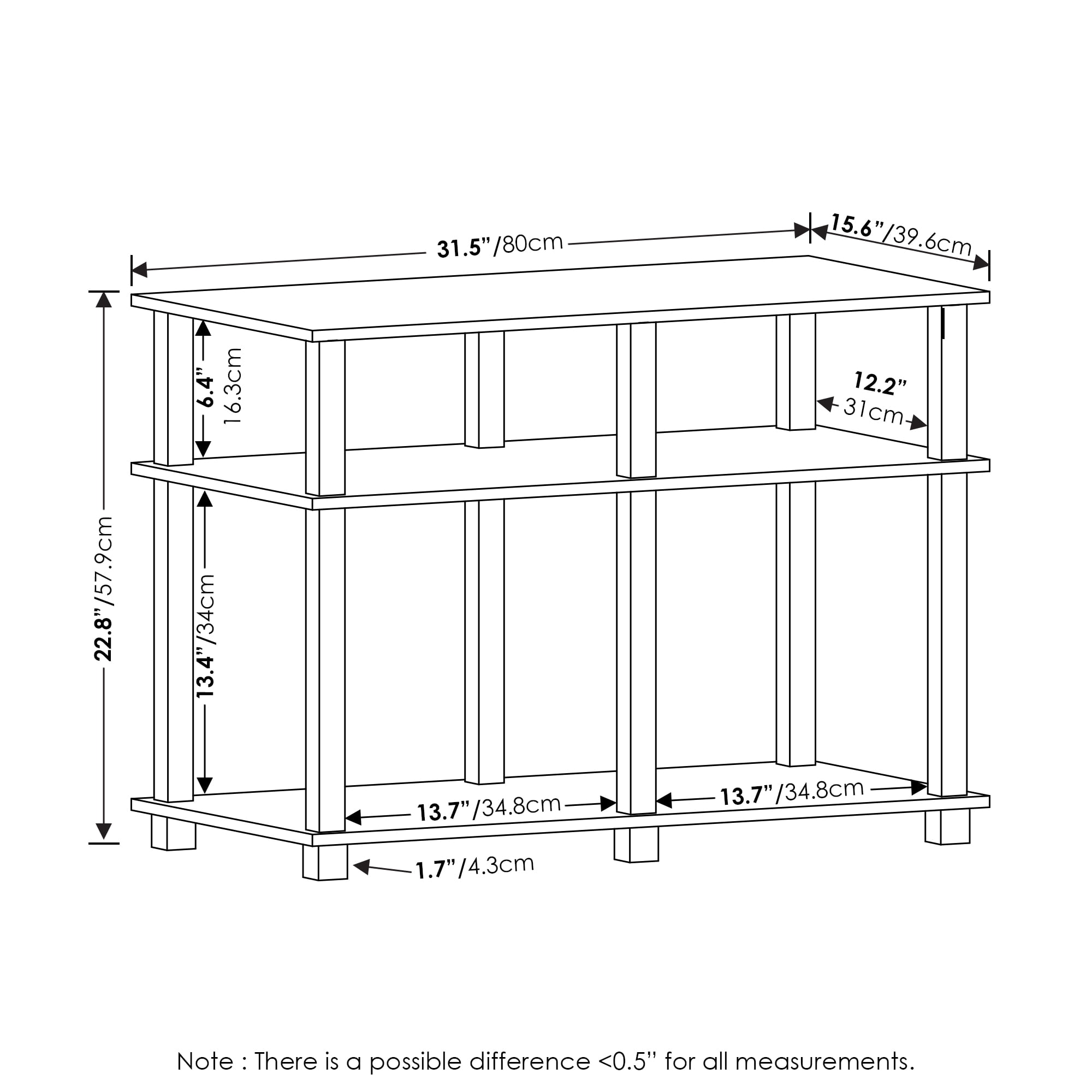 Furinno Turn-N-Tube TV Stand for TV up to 40 inch, Espresso/Black