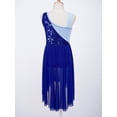 thumbnail image 4 of CHICTRY Kids Girls Gymnastics Leotard Irregular Lyrical Dance Dress Hollow Back High-Low Skirt Dancewear A Navy Blue 16, 4 of 7