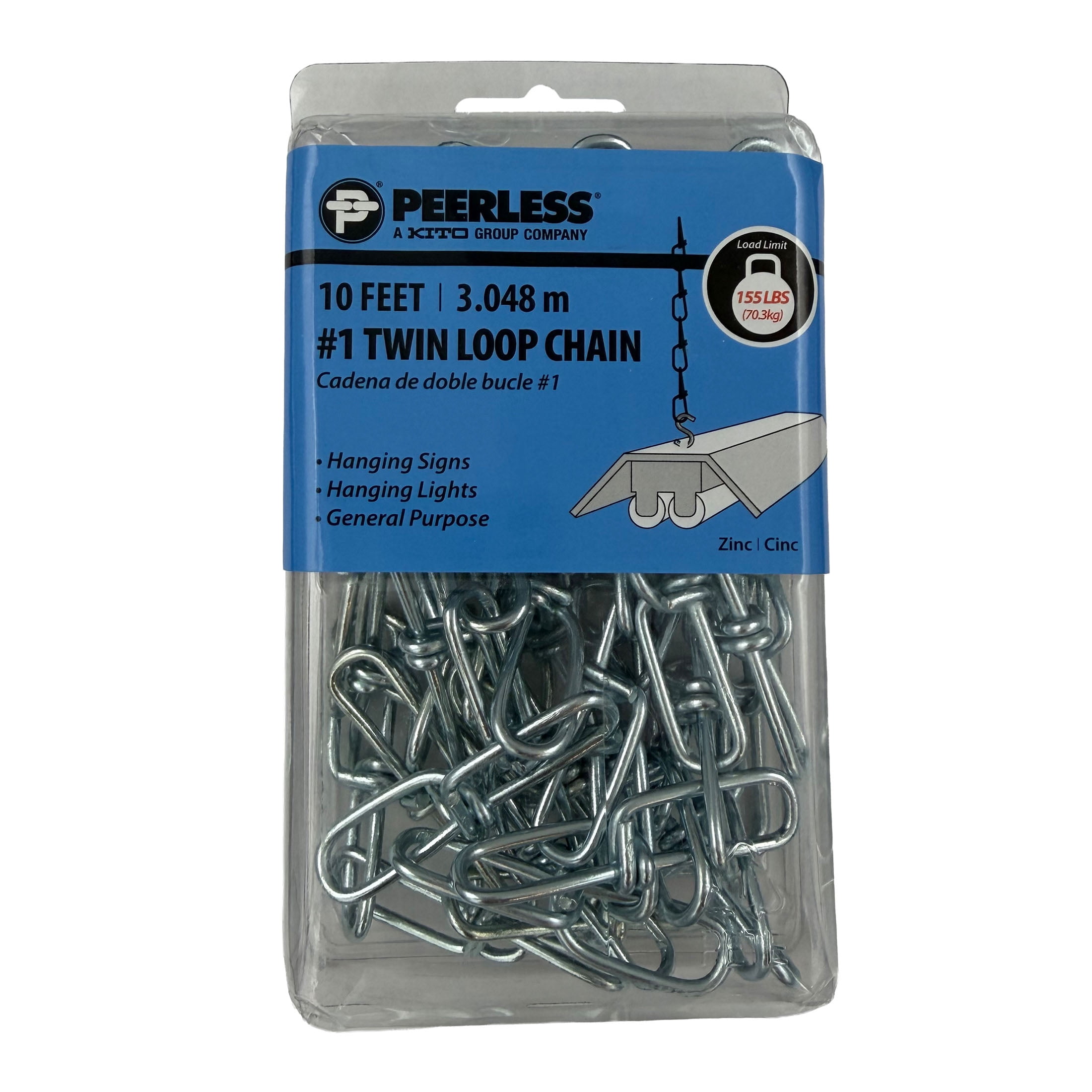 (2 pack) #1 Twin Loop Chain, 10', Peerless Chain Company, #4740810