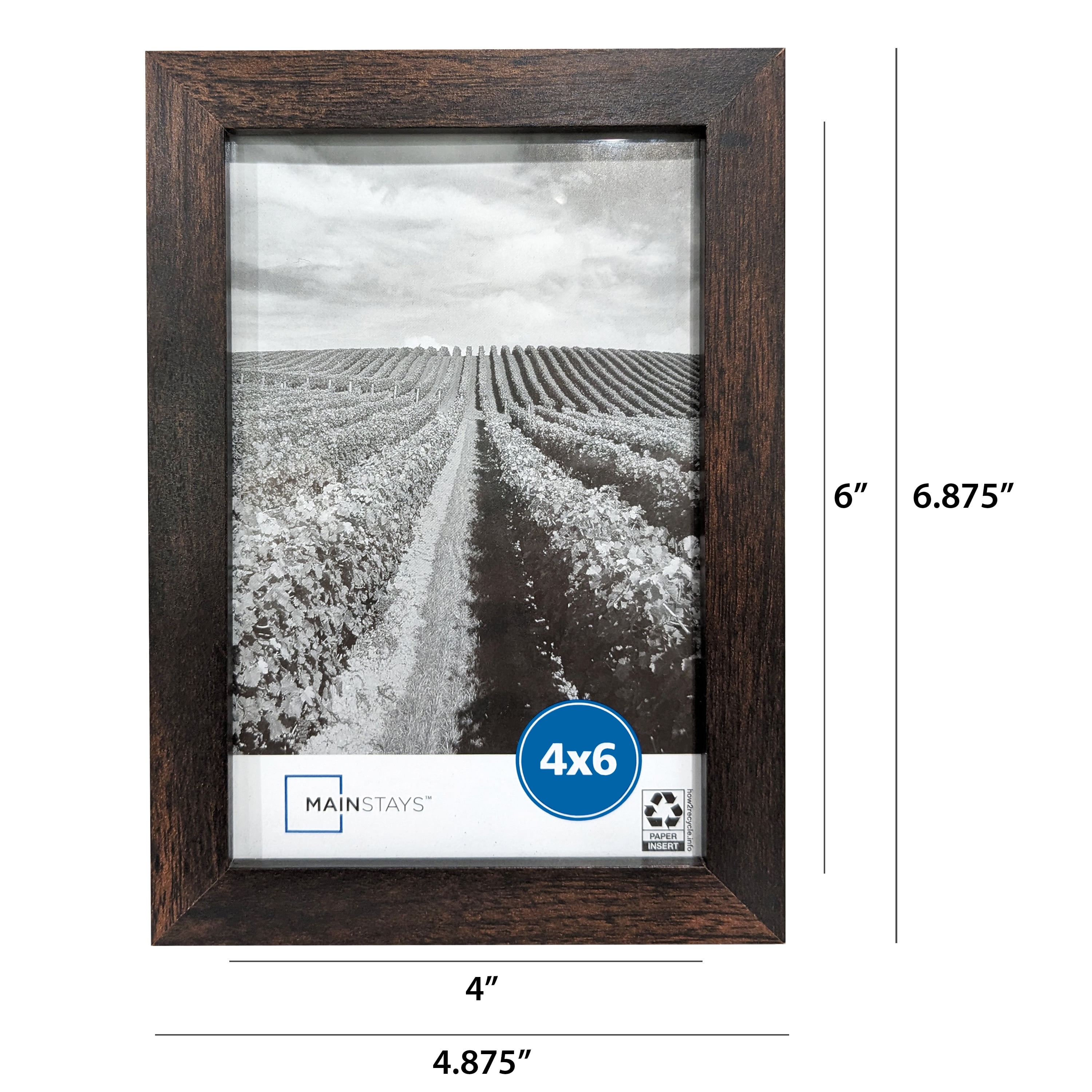 Mainstays – 4x6 Picture Frame – Brown Gallery Linear Program Tabletop & Wall Photo Frame, Set of 3