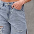 thumbnail image 5 of Aayomet Jeans for Women Washed Ripped Frayed Denim Side Slit Shorts (Blue, L), 5 of 5