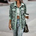 thumbnail image 2 of Fiaer,Leopard Print Long Sleeve Shirts for Women,Womens Blouses Oversized Button down V Neck,Going out Workout Casual Fall Trendy Tops for Women with Pocket Mint Green1 XXL, 2 of 5
